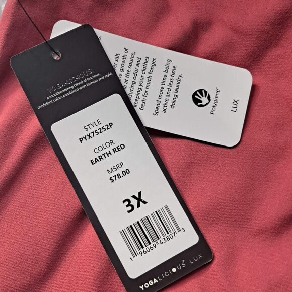 Yogalicious Lux Size 3X Earth Red Leggings Polygiene Odor Free NWT - Picture 9 of 10